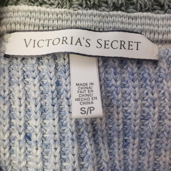 Victoria Secret grey and blue striped ribbed knit 100% cotton sweater Small - Picture 8 of 9